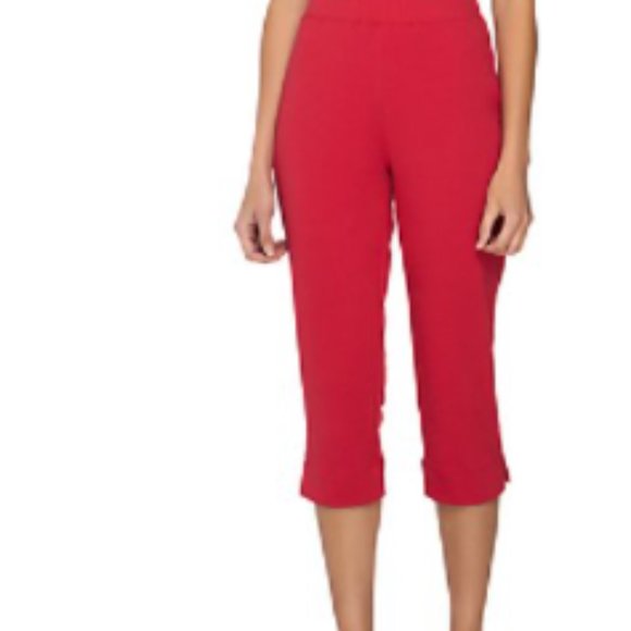 NEW Susan Graver Weekend French Terry  Pull-On Crop Pants Red XL - Picture 15 of 16